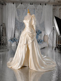 Load image into Gallery viewer, Champagne One Shoulder Sculptural Gown with Draped Skirt, Formal Statement Dress, Made to Measure
