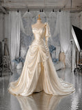 Load image into Gallery viewer, Champagne One Shoulder Sculptural Gown with Draped Skirt, Formal Statement Dress, Made to Measure