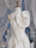Load image into Gallery viewer, White Sculptural Bridal Gown with Oversized Floral Detail, Artistic Wedding Dress, Made to Measure