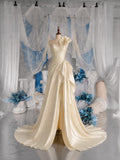 Load image into Gallery viewer, Ivory One Shoulder Wedding Gown with Floral Detail, Draped Bridal Dress, Made to Measure