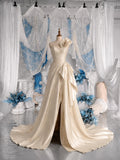 Load image into Gallery viewer, Ivory One Shoulder Wedding Gown with Floral Detail, Draped Bridal Dress, Made to Measure