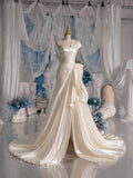 Load image into Gallery viewer, Ivory Asymmetric Wedding Gown with Sculptural Draping, Modern Bridal Dress, Made to Measure
