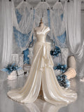 Load image into Gallery viewer, Ivory Asymmetric Wedding Gown with Sculptural Draping, Modern Bridal Dress, Made to Measure