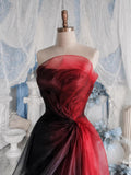 Load image into Gallery viewer, Red Strapless Formal Gown with Sculpted Draping, Asymmetric Twist Detail and Full Length Evening Silhouette
