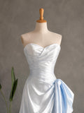 Load image into Gallery viewer, White Strapless Sweetheart Gown with Ruched Bodice Asymmetrical Draping and Side Accent Made to Measure Formal Dress