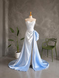 Load image into Gallery viewer, White Strapless Sweetheart Gown with Ruched Bodice Asymmetrical Draping and Side Accent Made to Measure Formal Dress