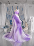 Load image into Gallery viewer, Purple One Shoulder Asymmetric Gown with Sculptural Hip Bow and Cutout Waist