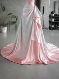 Load image into Gallery viewer, Blush Pink Off Shoulder Gown with Draped Bodice, Ruched Waist and Asymmetric Side Detail