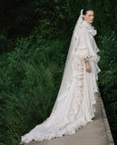 Load image into Gallery viewer, White Formal Bridal Dress with Elegant Train, Romantic Wedding Gown