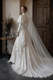 Load image into Gallery viewer, White Wedding Gown with Graceful Full Length Silhouette and Dramatic Bridal Train