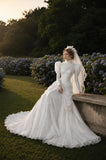 Load image into Gallery viewer, Ivory Formal Bridal Dress with Elegant Train, Romantic Wedding Gown