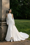 Load image into Gallery viewer, White Statement Wedding Dress with Flowing Skirt and Refined Bridal Silhouette