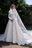 Load image into Gallery viewer, White Formal Bridal Dress with Elegant Train, Romantic Wedding Gown