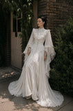 Load image into Gallery viewer, Ivory Bridal Gown with Flowing Train, Elegant Wedding Dress for Formal Ceremony