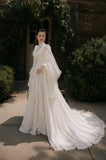 Load image into Gallery viewer, Ivory Bridal Gown with Flowing Train, Elegant Wedding Dress for Formal Ceremony