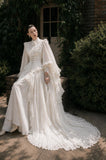 Load image into Gallery viewer, Ivory Bridal Gown with Flowing Train, Elegant Wedding Dress for Formal Ceremony