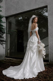 Load image into Gallery viewer, White Formal Bridal Dress with Elegant Train, Romantic Wedding Gown