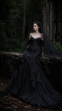 Load image into Gallery viewer, Black Gothic Wedding Dress with Elegant Train, Dark Romantic Bridal Gown