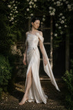 Load image into Gallery viewer, Ivory Statement Wedding Dress with Flowing Skirt and Refined Bridal Silhouette