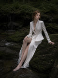 Load image into Gallery viewer, Silver Gray Elegant Floor Length Dress, Modern Formal Gown for Gala and Reception