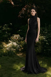 Load image into Gallery viewer, Black Formal Evening Dress with Refined Full Length Silhouette for Reception and Gala