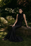 Load image into Gallery viewer, Black Formal Evening Dress with Refined Full Length Silhouette for Reception and Gala