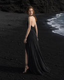 Load image into Gallery viewer, Black Long Formal Gown, Elegant Statement Evening Dress for Special Events