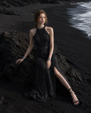 Load image into Gallery viewer, Black Long Formal Gown, Elegant Statement Evening Dress for Special Events