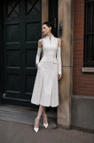 Load image into Gallery viewer, White Two Piece Midi Set, Crop Top and Skirt Formal Outfit for Special Occasion