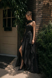 Load image into Gallery viewer, Black Long Formal Gown, Elegant Statement Evening Dress for Special Events