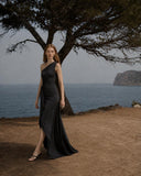 Load image into Gallery viewer, Black Floor Length Formal Gown, Elegant Long Evening Dress for Gala and Special Occasion