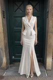Load image into Gallery viewer, Ivory Tailored Pantsuit for Women, Elegant Formal Suit and Wedding Guest Outfit