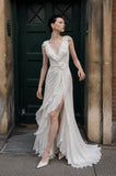 Load image into Gallery viewer, Ivory Floor Length Formal Gown, Elegant Long Evening Dress for Gala and Special Occasion