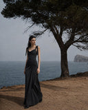 Load image into Gallery viewer, Black Formal Evening Dress with Refined Full Length Silhouette for Reception and Gala