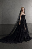 Load image into Gallery viewer, Black Statement Bridal Dress with Dramatic Full Length Wedding Silhouette