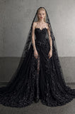 Load image into Gallery viewer, Black Statement Bridal Dress with Dramatic Full Length Wedding Silhouette