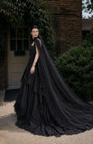 Load image into Gallery viewer, Black Gothic Wedding Dress with Elegant Train, Dark Romantic Bridal Gown