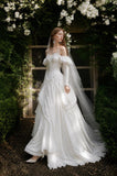 Load image into Gallery viewer, Ivory Wedding Gown with Graceful Full Length Silhouette and Dramatic Bridal Train