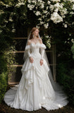 Load image into Gallery viewer, Ivory Wedding Gown with Graceful Full Length Silhouette and Dramatic Bridal Train