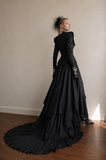 Load image into Gallery viewer, Black Gothic Wedding Dress with Elegant Train, Dark Romantic Bridal Gown