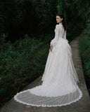 Load image into Gallery viewer, White Formal Bridal Dress with Elegant Train, Romantic Wedding Gown