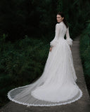 Load image into Gallery viewer, White Formal Bridal Dress with Elegant Train, Romantic Wedding Gown