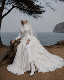 Load image into Gallery viewer, White Statement Wedding Dress with Flowing Skirt and Refined Bridal Silhouette