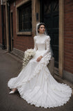 Load image into Gallery viewer, White Statement Wedding Dress with Flowing Skirt and Refined Bridal Silhouette