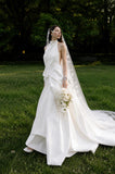 Load image into Gallery viewer, White Wedding Gown with Graceful Full Length Silhouette and Dramatic Bridal Train