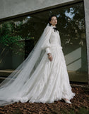 Load image into Gallery viewer, White Formal Bridal Dress with Elegant Train, Romantic Wedding Gown