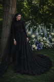 Load image into Gallery viewer, Black Alternative Wedding Gown with Flowing Train and Gothic Bridal Style