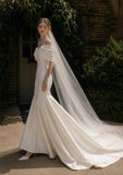 Load image into Gallery viewer, Ivory Formal Bridal Dress with Elegant Train, Romantic Wedding Gown