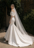 Load image into Gallery viewer, Ivory Formal Bridal Dress with Elegant Train, Romantic Wedding Gown