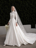 Load image into Gallery viewer, White Formal Bridal Dress with Elegant Train, Romantic Wedding Gown